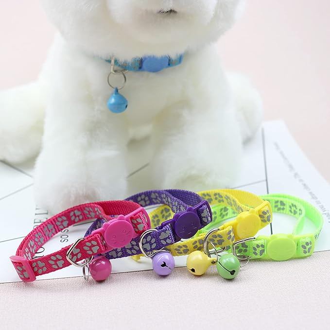 CAMAL Reflective Cat Collar Personalized, Custom Breakaway Cat Collar with Stainless Steel Pet ID Tag, Adjustable Cat Collars with Name and Phone Number for Cat Kitten Puppy