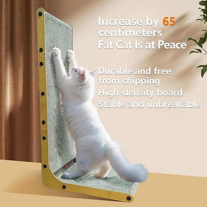 Cat Scratcher, 26.8 Inch L Shape Cat Scratch Pad Wall Mounted, Cat Scratching Cardboard with Ball Toy for Indoor Cats, Extra Large