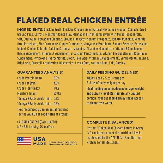 Instinct Flaked Entrée Wet Canned Cat Food - Chicken, 3 Ounce (Pack of 24)
