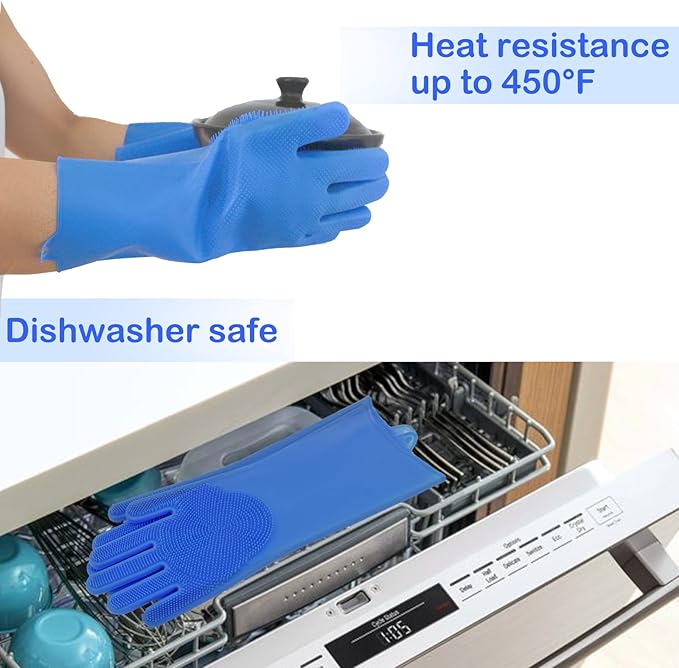 Pet Grooming Gloves, Dog Washing Gloves with High-Density Teeth, Heat Resistant Silicone Dog Bath Scrubber with Enhanced Five Finger Design, Bathing and Massaging for Dogs and Cats