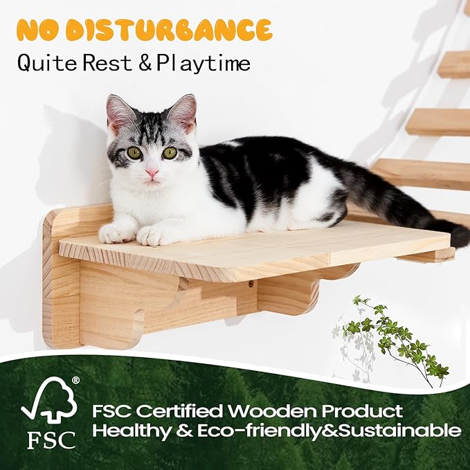 Cat Wall Shelves Scratching Bridge - Wall Mounted Shelves Floating Perches Scratcher Cat Bed Bridge Climber Hanging Stairs Holder for Indoor Cats Exercise