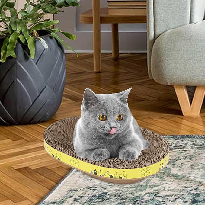 Corrugated Cat Scratcher Bowl – Indoor Multipurpose Scratch Pad | Protects Furniture, Sofa, Wall, Bed, Carpet, Fun Toy for Cats and Kittens, Play, Engaging Pet Entertainment Accessory