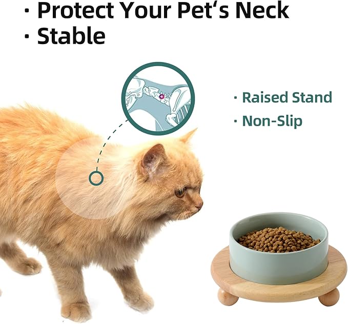 Havniva Raised Cat Bowls Water Bowl 5.1” Elevated Ceramic Cat Food and Water Bowl Whisker Friendly Pet Food Bowls for Indoor Cats, Wide Cat Water Dish Prevent Whisker Fatigue Non Slip Cat Feeder