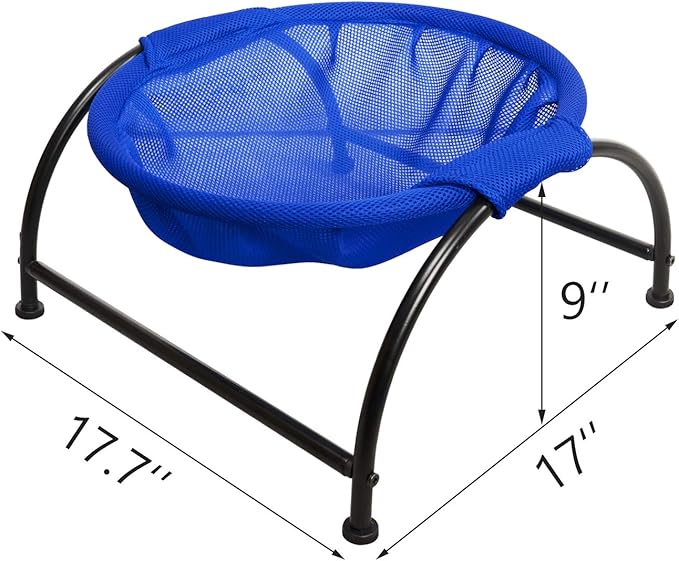 MeowWoof Cat Hammock Bed, Elevated Cat Stand, Washable Pet Sleep Supplies for Kitten Puppy (Blue Black)