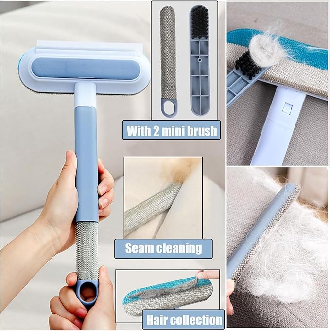 Multifunctional Pet Hair Remover for Laundry Durable Reusable Washable Lint Brush for Furniture Hair Complete 4 in 1 14.9Inch Cat Hair Remover Effective on Carpets Car Seats Bedding