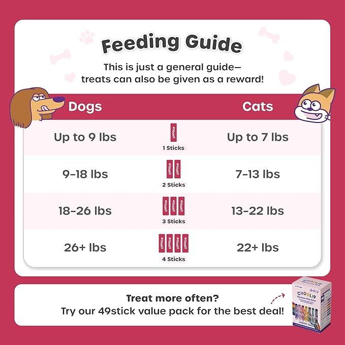 Choolip Squeeze Vita Stick Heart Support Cat and Dog Treats – 49-Count Salmon & Tuna Sticks with CoQ10, Taurine and L-Carnitine – Box with 7 Pouches, Vet-Formulated for Heart Health