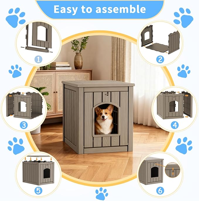 DRATO Outdoor Cat House - Weatherproof Resin Cat Igloo Shelter, Durable & Insulated, Easy Assembly Cat House for Garden, Patio, Backyard Use (Gray, 18.46 * 23.62 * 21.42)