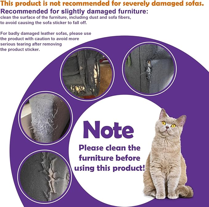 JINVOGREEN Cat Scratch Furniture Protector, 196.8" x 11.8" Couch Protector from Cat Claws, Thickened Transparent Self-Adhesive Furniture Protectors for Couch Protection from Cat Scratching