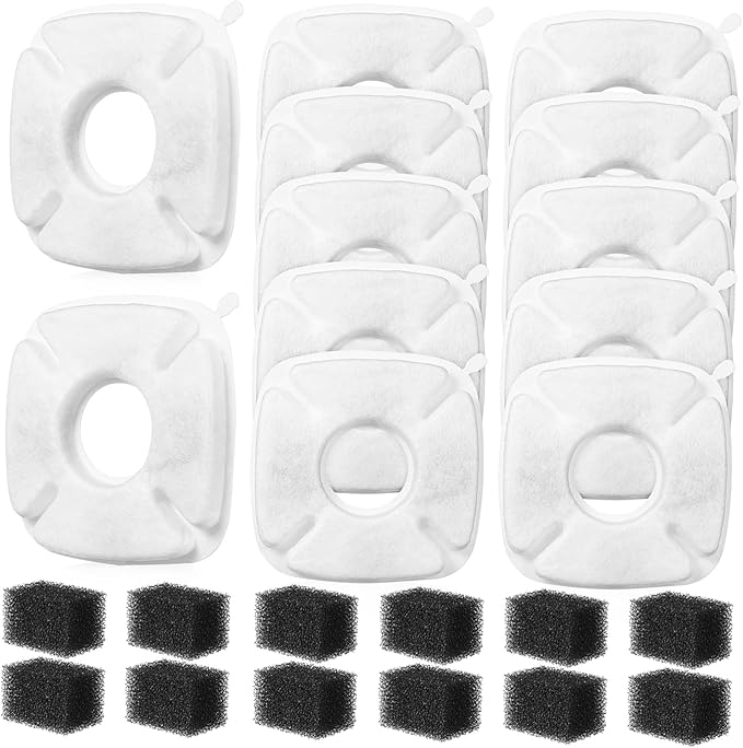 Sosoport 24sets Pet Water Fountain Filters Filtration System for Pet Water Dispenser Replacement Filters for Dogs Cats