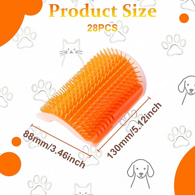 4 Pcs Cat Corner Brush, and Cat Self Grooming Brush with Mint, Corner for Cats to Scratch and Groom, Pet Wall Mounted for Stress Relief and Fur Care