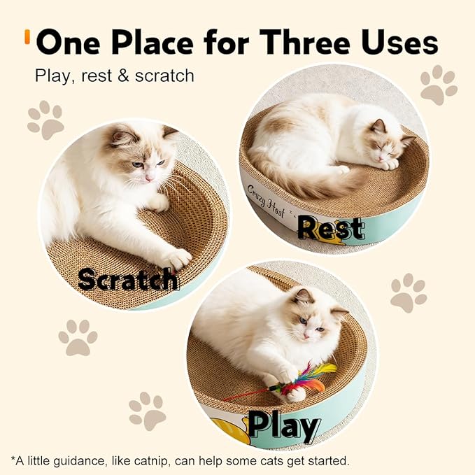 Extra Large Cat Scratcher Bed, 21.6" L x 15.7" W x 3.5" H Anti-Tip XL XXL Cat Scratch Cardboard, Scratching Board Pad for Indoor Cats Kitty Kittens, Scratch Lounge House Couch, Furniture Protector