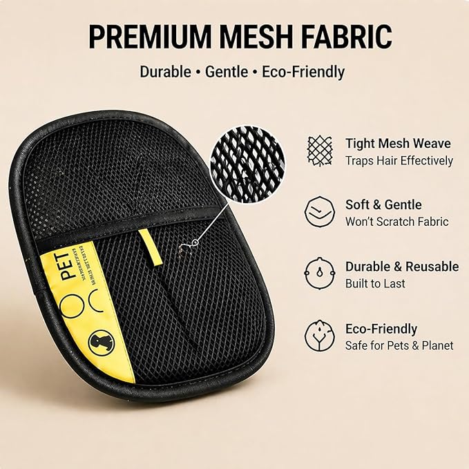 Pet Hair Remover Glove for Dogs and Cats 2 Pack Reusable Electrostatic 5 Finger Grooming Brush Tool Lint Catcher for Couch Clothing Car Seat