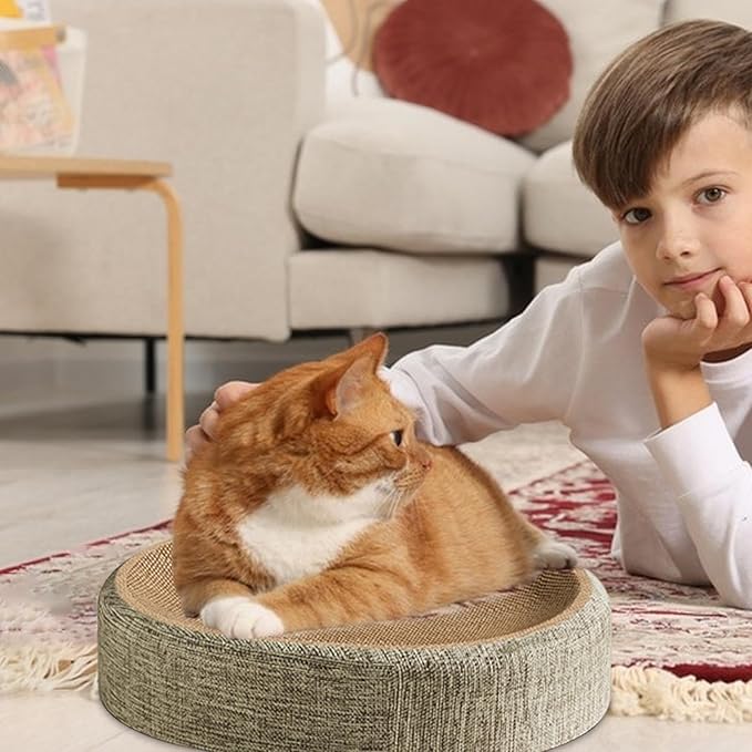 Cat Scratching Board Bed, 2 In 1 Oval Cat Scratcher Cardboard Bowl Nest, Cats Scratching Board For Indoor Cats Scratch Pad Lounge Bed, Furniture Protector From Kitten Claws For Grinding Claws And Rest