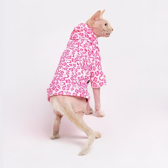 Sphynx Cat Clothes, Cat Hoodie for Hairless Cats, Cornish Rex and Devon Rex (Pink Hoodie, XL(9-10lbs))