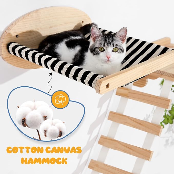 Cat Wall Shelves Scratching Bridge - Wall Mounted Shelves Floating Perches Scratcher Cat Bed Bridge Climber Hanging Stairs Holder for Indoor Cats Exercise