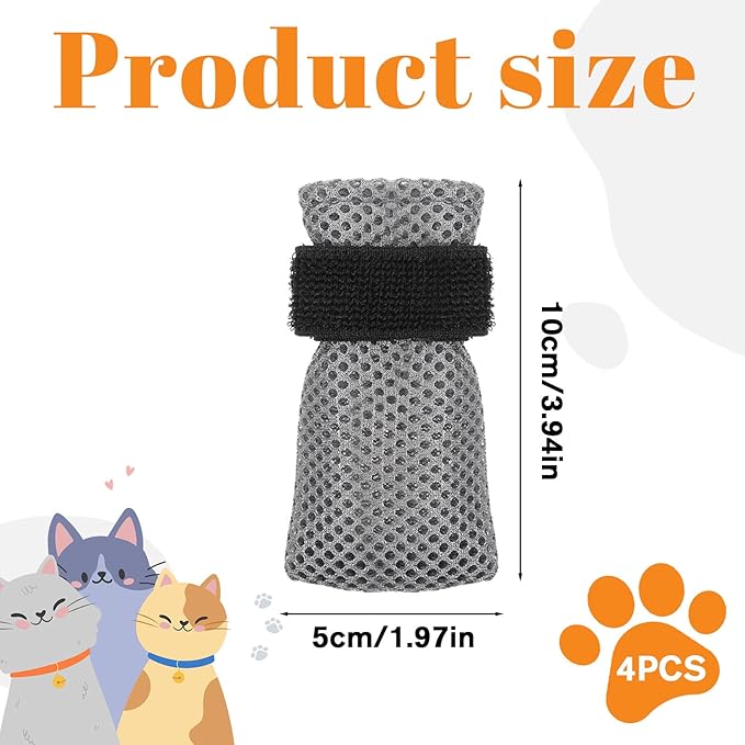 4 Pcs Adjustable Cat Claw Protectors Covers Cat Mittens to Prevent Scratching Mesh Breathable Cats Shoes Kitten Shoes Socks Booties Anti Scratch Kitten Foot Covers for Pet Bathing(Gray,XL)