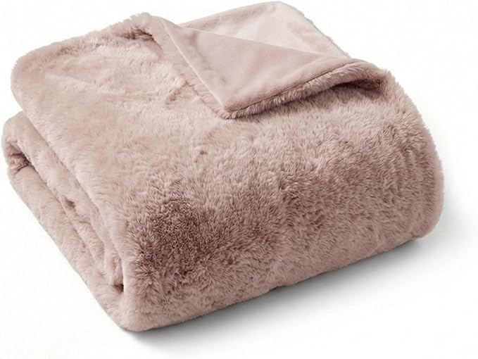 4 Cats & Dogs Pet Faux Fur Throw Blanket – Large 50"x60" Waterproof Dog Blanket, Washable Plush Throw for Cat and Dog, Leakproof Couch & Bed Furniture Protector, Ultra Soft Cozy Pet Blanket - Blush