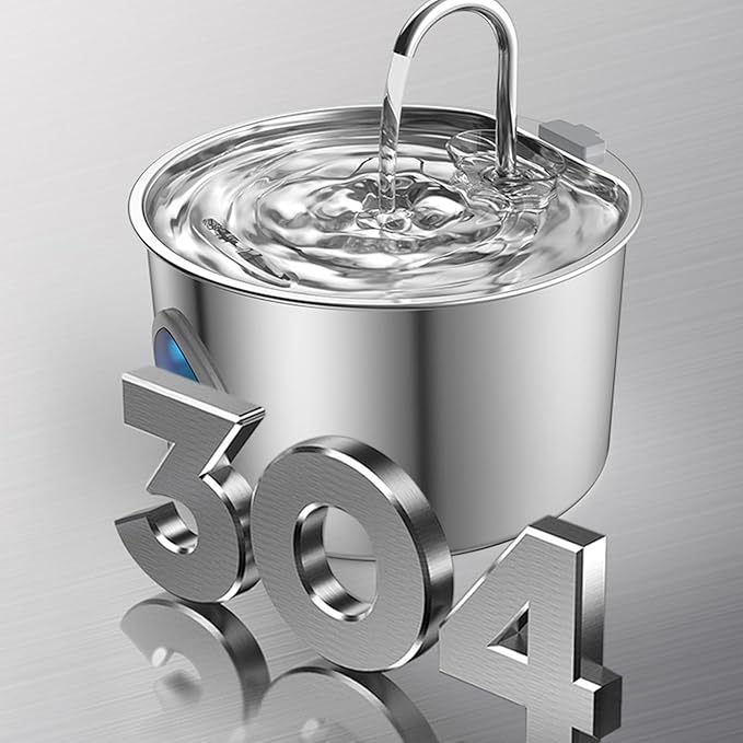 Cat Water Fountain Stainless Steel | 3.2L Cat Fountains for Drinking,Automatic Waterer Pet Feeding Bowl for Small Medium Large Breed Dog Puppy Kitten Drinking Watering Indoor