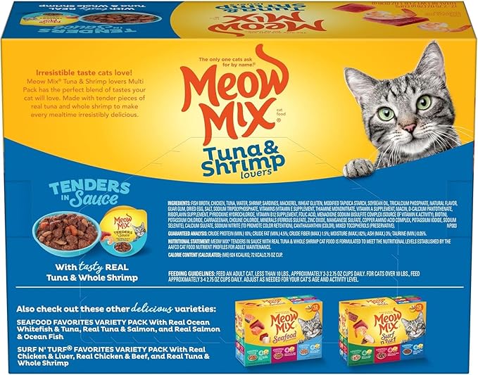 Meow Mix Tender Favorites With Real Tuna & Whole Shrimp in Sauce