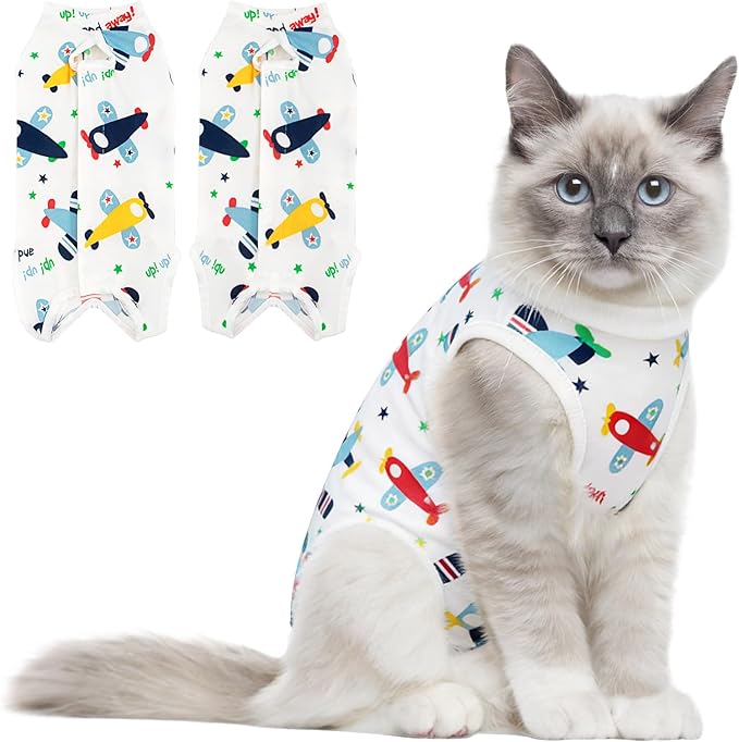 Coppthinktu Cat Recovery Suit Female Cats Onesie for Cats, Breathable Cat Surgery Suit for Surgical Abdominal Wounds Skin Diseases, Cute Kitten Spay Recovery Suit E-Collar Alternative Anti Licking