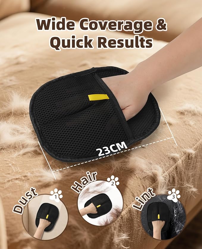 Dogs and Cats Hair Removal Gloves Tools,Pet Hair Grooming Brush Reusable with Electrostatic Tech, for Carpet, Couch, Furniture 3PCs/Pack