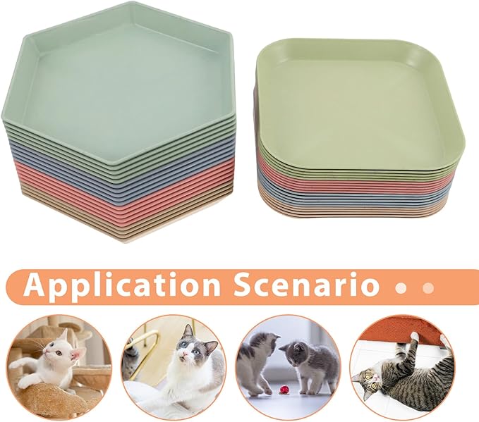 BESPORTBLE Cat Bowls Set 10pcs Shallow Round Pet Food Plates with Wide Feeding Surface, Whisker Friendly Small Cat Dishes for Indoor Kitten Feeding and Watering