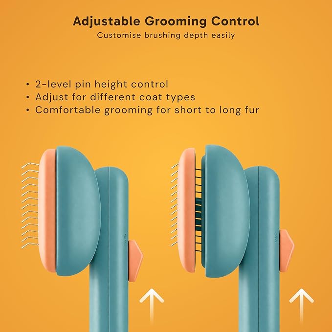 Wolfster Self-Cleaning Slicker Brush for Dogs & Cats - Skin-Friendly Deshedding Brush & Undercoat Rake for Short, Medium and Long Hair Pets, Reduces Shedding by 90% (Parrot Green)
