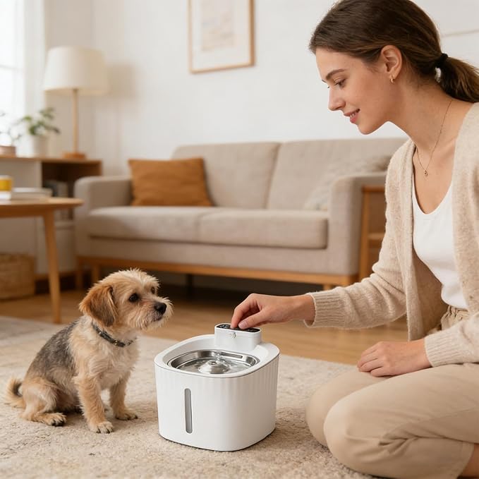 Smart Pet Water Fountain – Sensor Activated Wireless Drinking Dispenser with LED Light | Large Capacity Auto Circulation System, Quiet Hydration for Cats Dogs Indoor Use