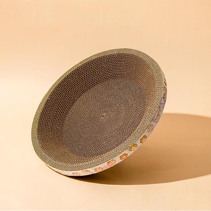 Round Cat Scratcher Bed, Cat Nest, for Indoor Cats, Corrugated Scratching Board, Cat Lounge Bed for Furniture Protector, Large