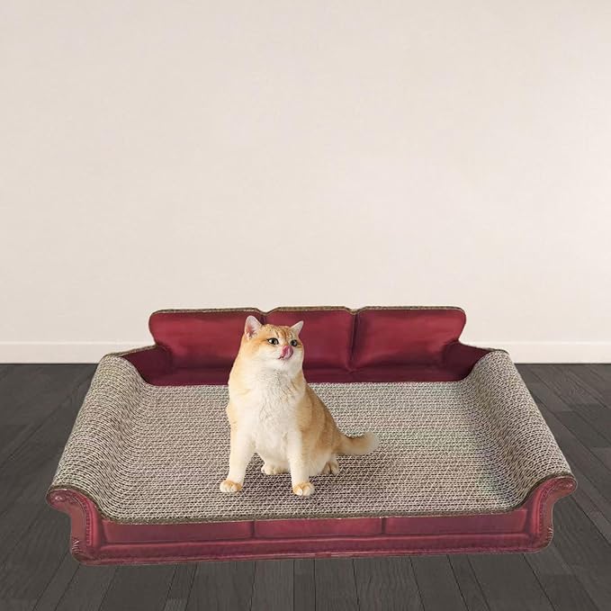 Cat Scratcher Sofa Bed Cat Scratching Board Home Furniture Protector Pet Bed Scratching Mat for Cats, Red