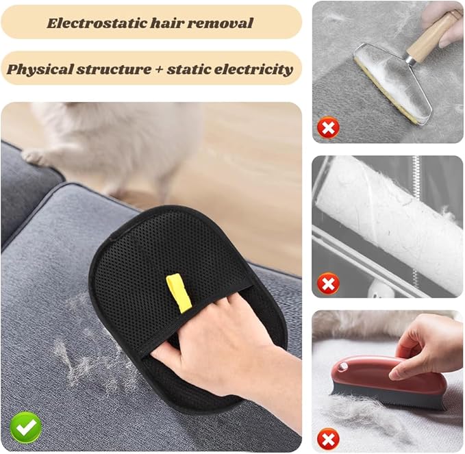 Kakalote 2pcs Pet Grooming Gloves, Pet Hair Remover Tool Cat & Dog Grooming Gloves for Shedding, Washing, Deshedding(Black)