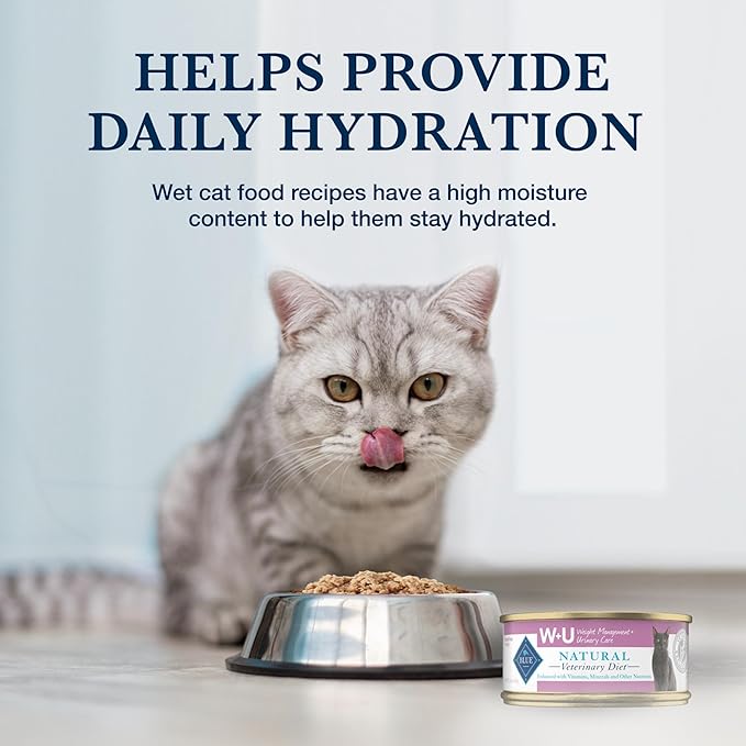 Blue Buffalo Natural Veterinary Diet W+U Weight Management + Urinary Care Wet Cat Food, Veterinarian's Prescription Required, Chicken, 5.5-oz. Cans (24 Count)