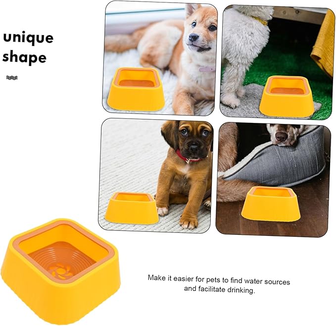 POPETPOP Innovative Floating Cat Dog Water Bowl No Spill Sturdy Plastic Dry-Mouth Cat Feeder Pet Accessory