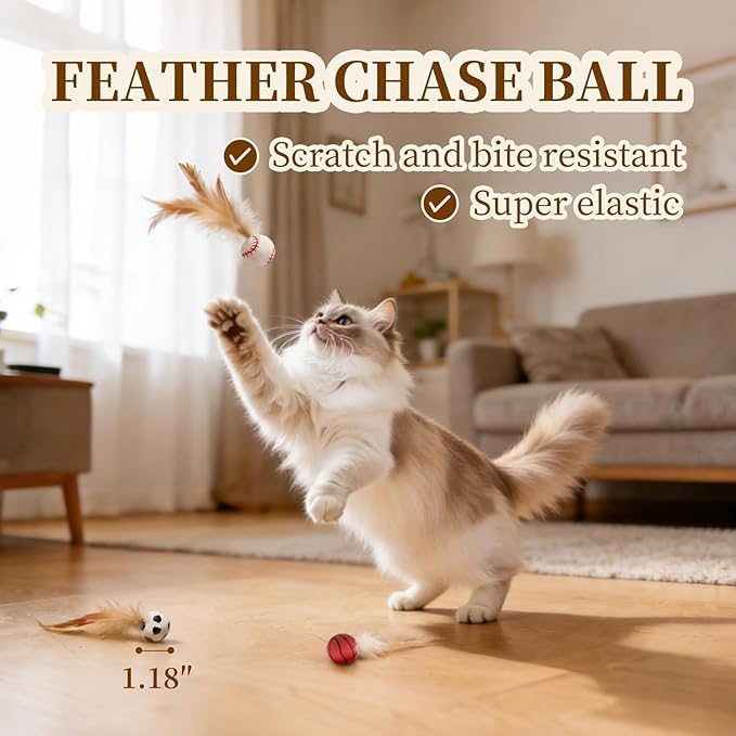 Cat Toys for Indoor Cats, a Set of 25 Interactive cat Toys, Including Colorful Springs, Squeaky Balls, Rainbow Balls, Feather Bouncy Balls, Bell Balls, and Many Other Kitten Toys.