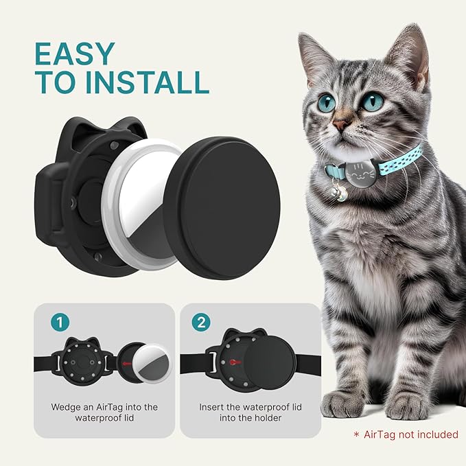 Waterproof Airtag 2nd & 1st Cat Collar, Breakaway Cat Airtag Collar with Luminous & Reflective Pattern Strap, Lightweight Kitten Collars for Apple Air tag, Hidden Holder - Cats, Kittens