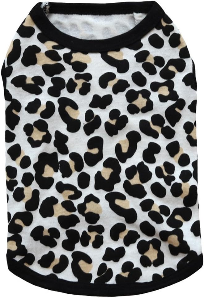 Pet Clothes, Leopard Print T-Shirt Puppy Cat Cotton Vest Clothing Apparel Spring Summer Breathable Sleeveless Harness Costumes for Small Dogs(S, Black)