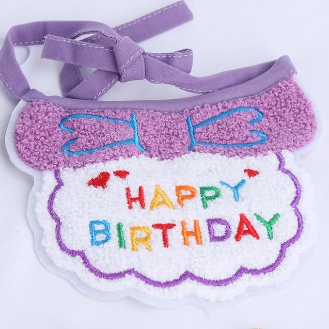 Lasflores Purple Girl Cat Birthday Supplies Set - Kitten Hat, Number Decor & Happy Birthday Banner Outfits