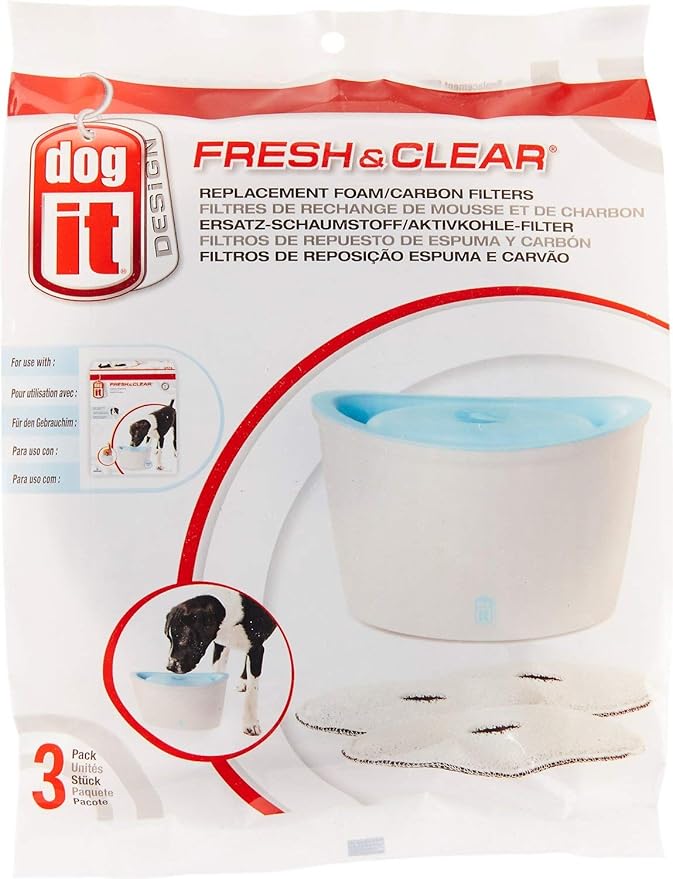 Dogit Replacement Drinking Water Fountain Filters, 3-Pack – Replacement Filters for Dogit Fresh & Clear Drinking Water Fountain and ZEUS H2EAU Elevated Dog and Cat Drinking Water Fountain