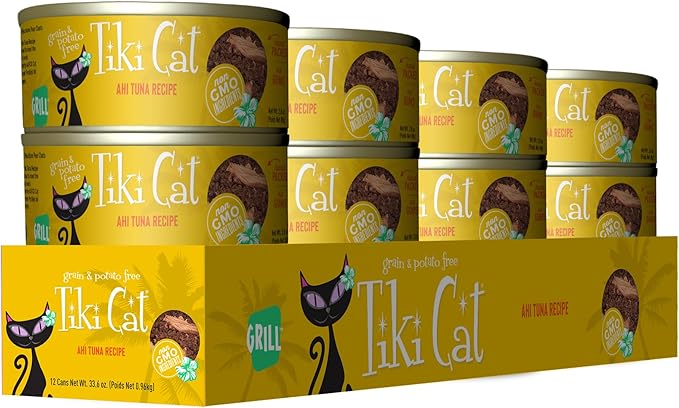 TIKI Cat Canned Food for Cats, Hawaii Grill Ahi Recipe, 2.8 Oz Cans (Pack of 12)