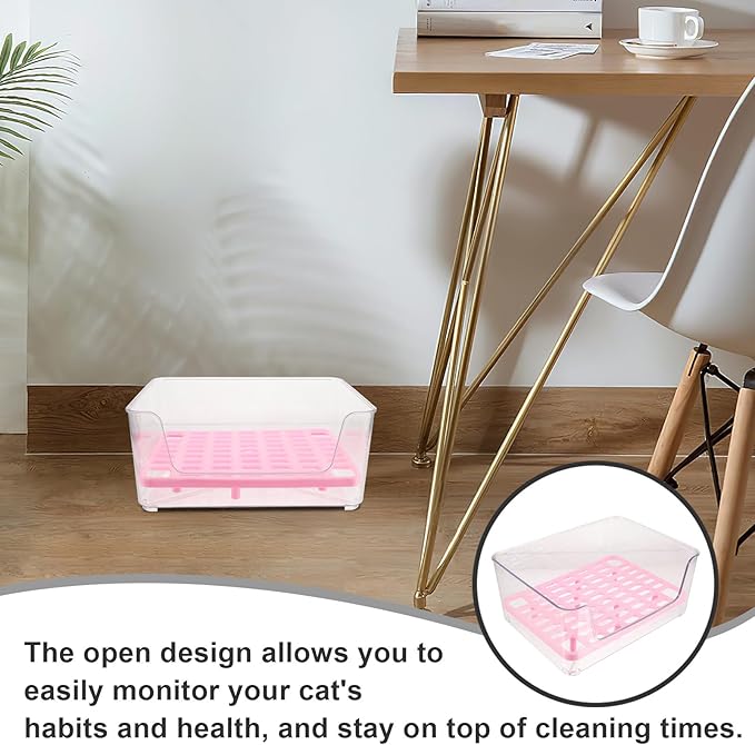 Pet Litter Box High Side Cat Toilet Acrylic Medium Size Anti-Splash Puppy Kitten Litter Pan for Indoor Housebreaking
