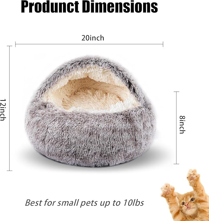 FORMYCATIE Cat Beds for Indoor Cats,Cat Cave for Puppy and Kitty,Calming Small Dog Bed for Small Dogs with Cover Cave,Cozy Warming Fluffy Washable Anti-Slip Pet Sleeping Bag (20 * 20inch,Khaki)