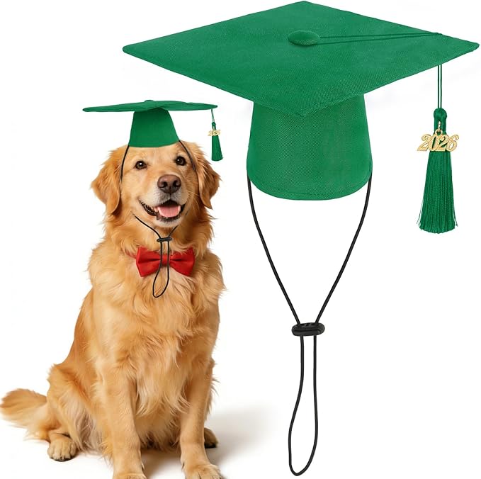 JULMELON Class of 2026 Graduation Cap with Tassel for Pets Cat Graduation Caps Adjustable Mini Black Hat for Small Dogs Cats Graduation Party Celebrations Pet Accessory