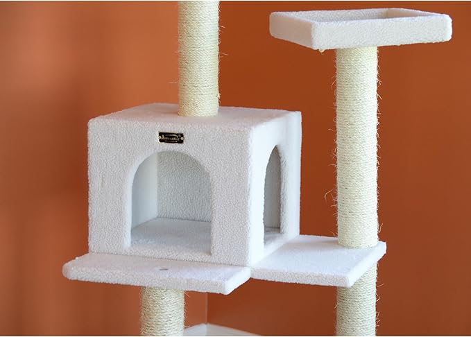 Armarkat B5701 Real Wood 57-Inch Cat Tree, Ivory, 28"(L)X25"(W)X57"(H) (ARMARKAT-B5701)
