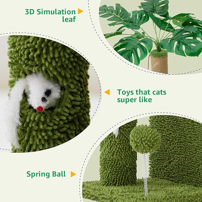 Woochpet 37" Cat Tree Tower for Indoor Cats Multi-Functional Comfy Cat Bed - with Sturdy Scratching Post, Cozy Hammock for Kittens and Small Cats,Cute Cat Tower with Fun Mouse Hole and Toy Ball