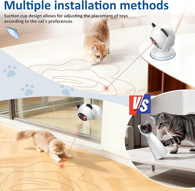 Sofolor Laser Cat Toys for Indoor Cats, Automatic Cat Laser Toy with Random Trajectory, Suction Cup Design, Run Quiet, USB Rechargeable