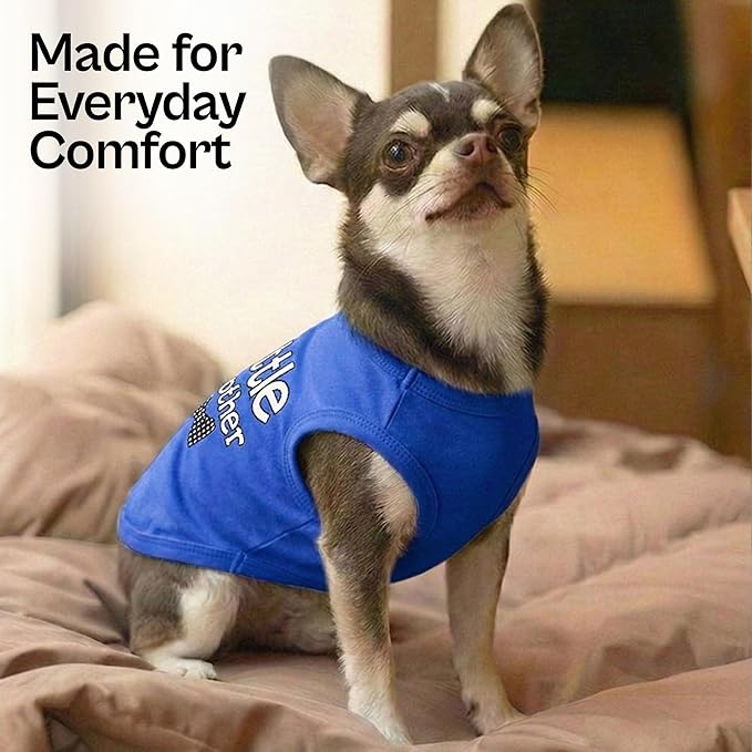 Parisian Pet Dog Shirt – 100% Cotton Shirts for Large Dogs – Blue Sleeveless Pet Clothes – Lightweight and Breathable Dog Apparel – Boy Little Brother Dogs Clothes - Stretchy Pet T Shirts