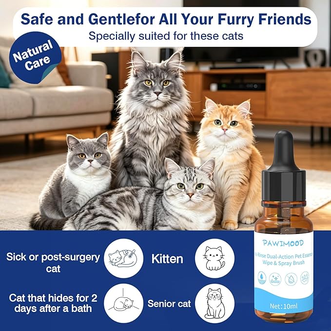 No-Rinse Pet Shampoo & Conditioner Essence for Dogs & Cats, Dilute Before Use, for Small/Medium Pets, Soothes Skin, Hydrates Coat, Pomegranate Scent, Suitable for Pet Steam Brush，0.34oz*1