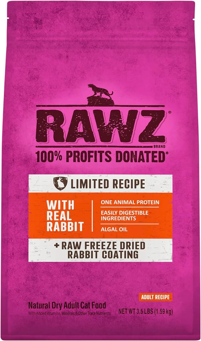 Rawz Real Rabbit Dry Food for Cats with Freeze Dried Coating (3.5 Pounds) Made in USA