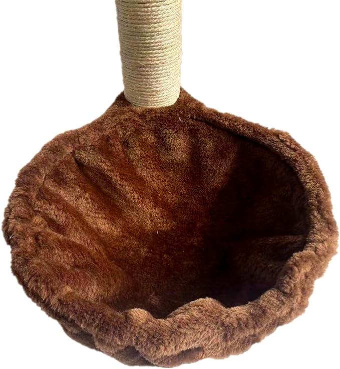 SHENGOCASE 14.6" Brown Nest Basket Lounger Hammock Bed Replacement for Cat Tree Tower, 5-Pack Hanging Toys, Cat Tree Accessories Hammock Attachment (Large 1pc, Brown)