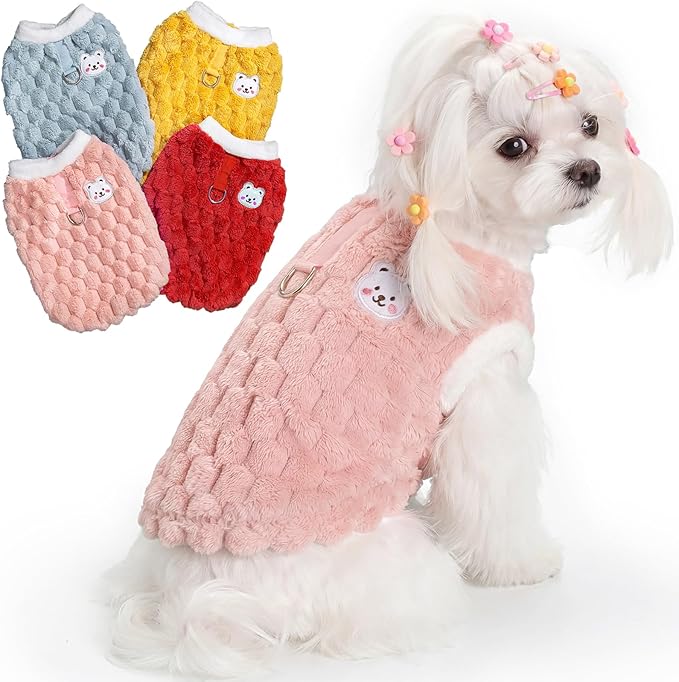 Dog Sweater for Small Dogs Puppy Cats Winter Warm Soft Pet Clothes Pullover Cute Extra Small Dog Apparel, Cat Sweaters for Cats Only Fit Chihuahua Yorkie(Pink, L)